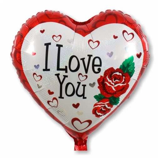 I love You 45cm-es virágos fólia léggömb