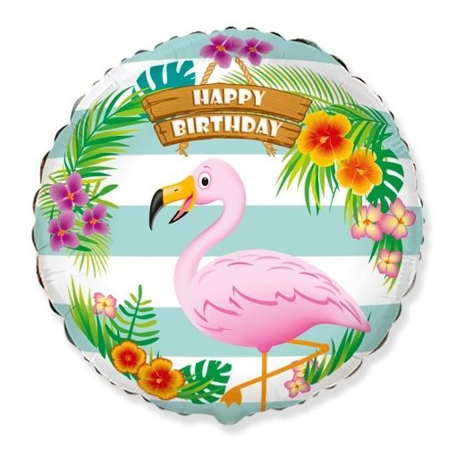 Flamingó Happy Birthday fólia léggömb
